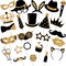 24 Pc Gold Funny Photo Booth Props – Hats, Lips, Crowns & More